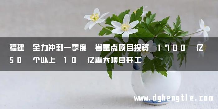 福建 全力冲刺一季度 省重点项目投资 1700 亿 50 个以上 10 亿重大项目开工